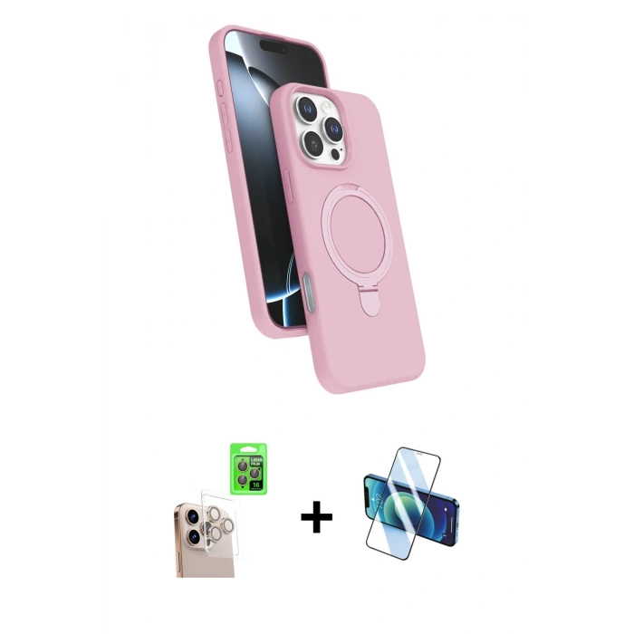 MARSİLYAN™- iPhone 16 Pro Max Kılıf İz Işık Koleksiyonu - Siyah 3D Antistatik Seramik Nano Ekran Koruyucu + Raze Metal Kamera Lens - NLGY
