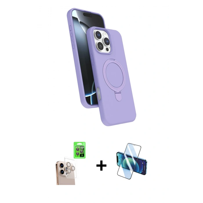 MARSİLYAN™- iPhone 16 Pro Max Kılıf İz Işık Koleksiyonu - Siyah 3D Antistatik Seramik Nano Ekran Koruyucu + Raze Metal Kamera Lens - NLGY