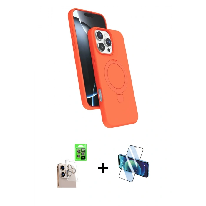 MARSİLYAN™- iPhone 16 Pro Max Kılıf İz Işık Koleksiyonu - Siyah 3D Antistatik Seramik Nano Ekran Koruyucu + Raze Metal Kamera Lens - NLGY