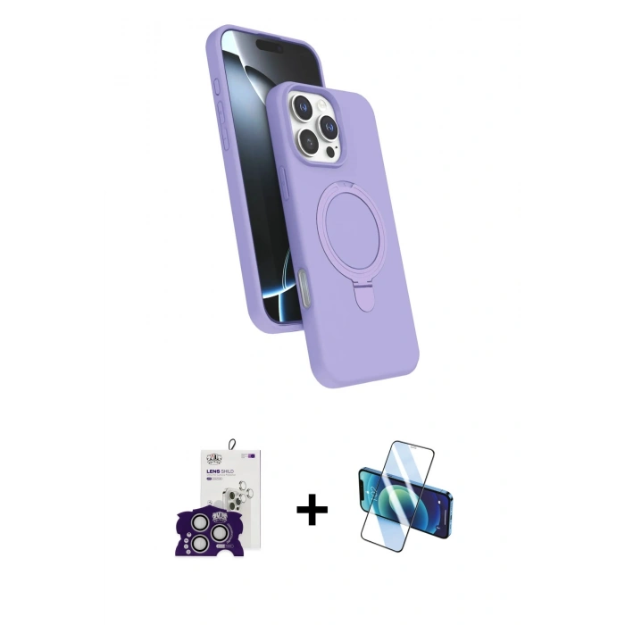 MARSİLYAN™- iPhone 16 Pro Max Kılıf İz Işık Koleksiyonu - Siyah 3D Antistatik Seramik Nano Ekran Koruyucu + Bilvis Titan Kamera Lens - GS
