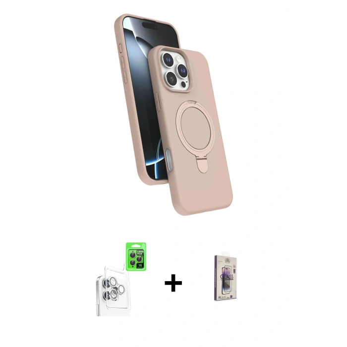 MARSİLYAN™- iPhone 16 Pro Max Kılıf İz Işık Koleksiyonu - Siyah Bilvis 3D Cam Ekran Koruyucu + Raze Metal Kamera Lens - BZ