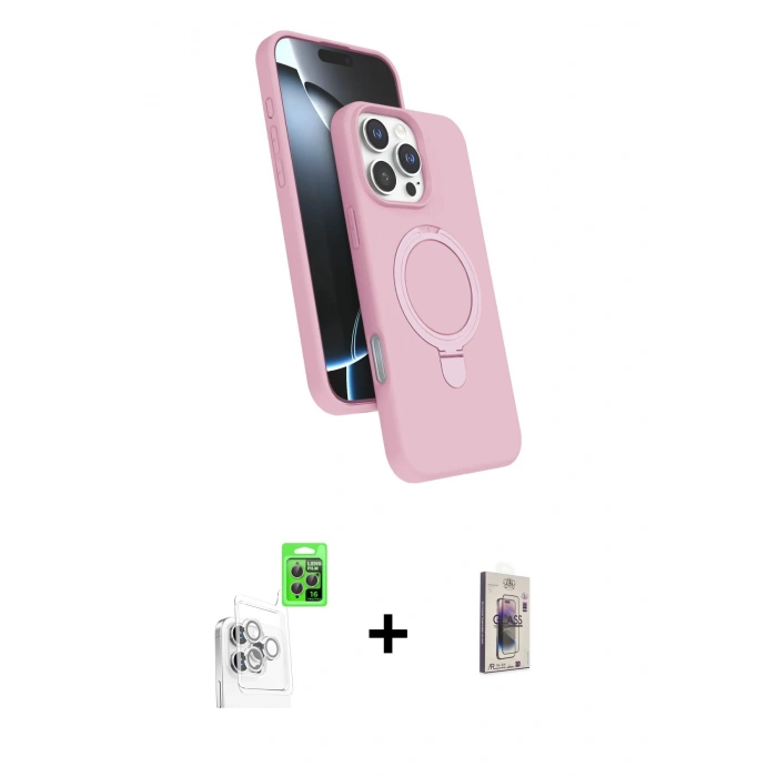 MARSİLYAN™- iPhone 16 Pro Max Kılıf İz Işık Koleksiyonu - Siyah Bilvis 3D Cam Ekran Koruyucu + Raze Metal Kamera Lens - BZ