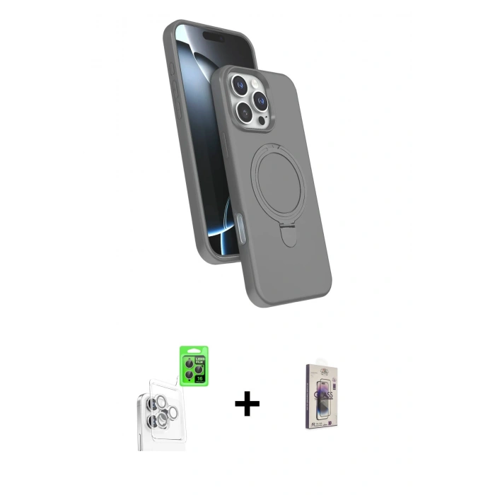 MARSİLYAN™- iPhone 16 Pro Max Kılıf İz Işık Koleksiyonu - Siyah Bilvis 3D Cam Ekran Koruyucu + Raze Metal Kamera Lens - BZ