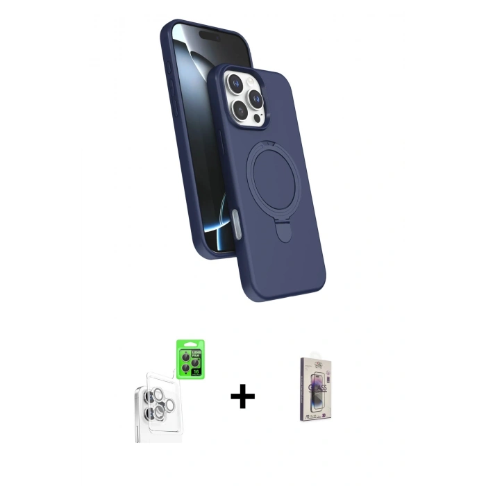 MARSİLYAN™- iPhone 16 Pro Max Kılıf İz Işık Koleksiyonu - Siyah Bilvis 3D Cam Ekran Koruyucu + Raze Metal Kamera Lens - BZ