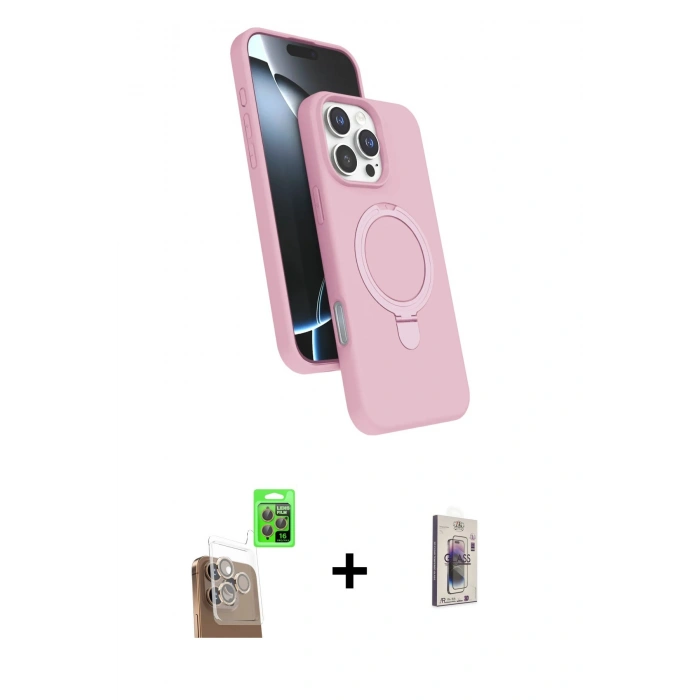MARSİLYAN™- iPhone 16 Pro Max Kılıf İz Işık Koleksiyonu - Siyah Bilvis 3D Cam Ekran Koruyucu + Raze Metal Kamera Lens - CLTM