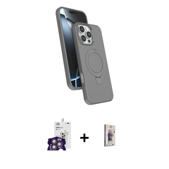 MARSİLYAN™- iPhone 16 Pro Max Kılıf İz Işık Koleksiyonu - Siyah Bilvis 3D Cam Ekran Koruyucu + Bilvis Titan Kamera Lens - GS