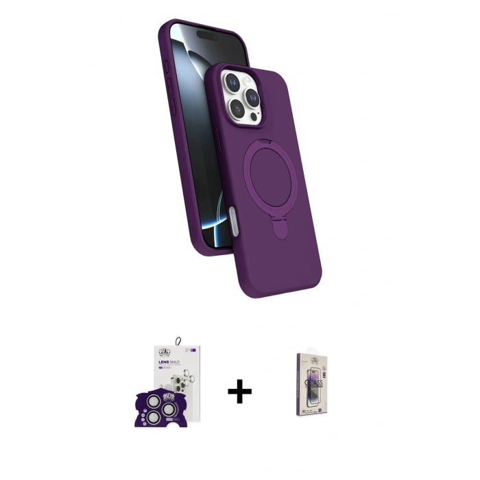 MARSİLYAN™- iPhone 16 Pro Max Kılıf İz Işık Koleksiyonu - Siyah Bilvis 3D Cam Ekran Koruyucu + Bilvis Titan Kamera Lens - GS