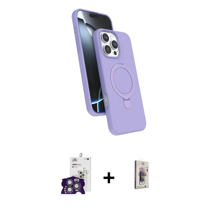 MARSİLYAN™- iPhone 16 Pro Max Kılıf İz Işık Koleksiyonu - Siyah Bilvis 3D Cam Ekran Koruyucu + Bilvis Titan Kamera Lens - GS