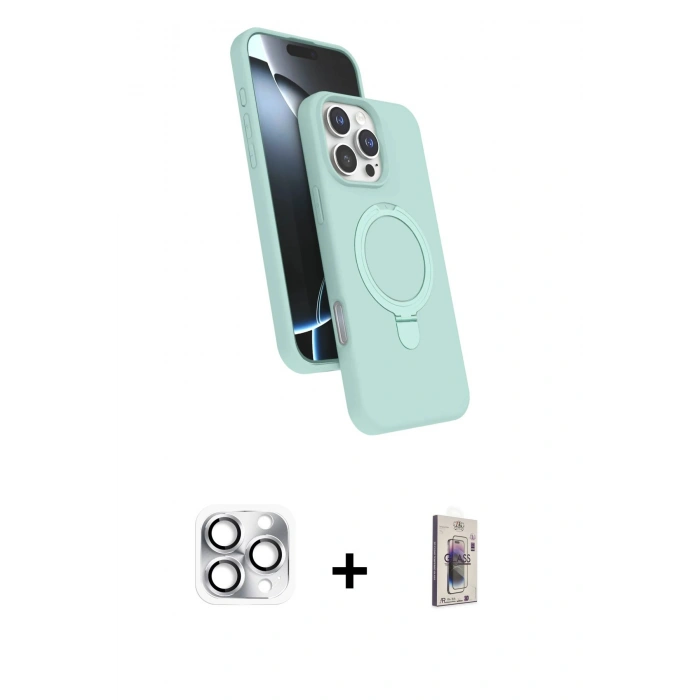 MARSİLYAN™- iPhone 16 Pro Max Kılıf İz Işık Koleksiyonu - Siyah Bilvis 3D Cam Ekran Koruyucu + Pers Alüminyum Kamera Lens - GS