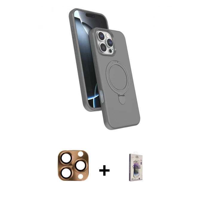 MARSİLYAN™- iPhone 16 Pro Max Kılıf İz Işık Koleksiyonu - Siyah Bilvis 3D Cam Ekran Koruyucu + Pers Alüminyum Kamera Lens - CLTM