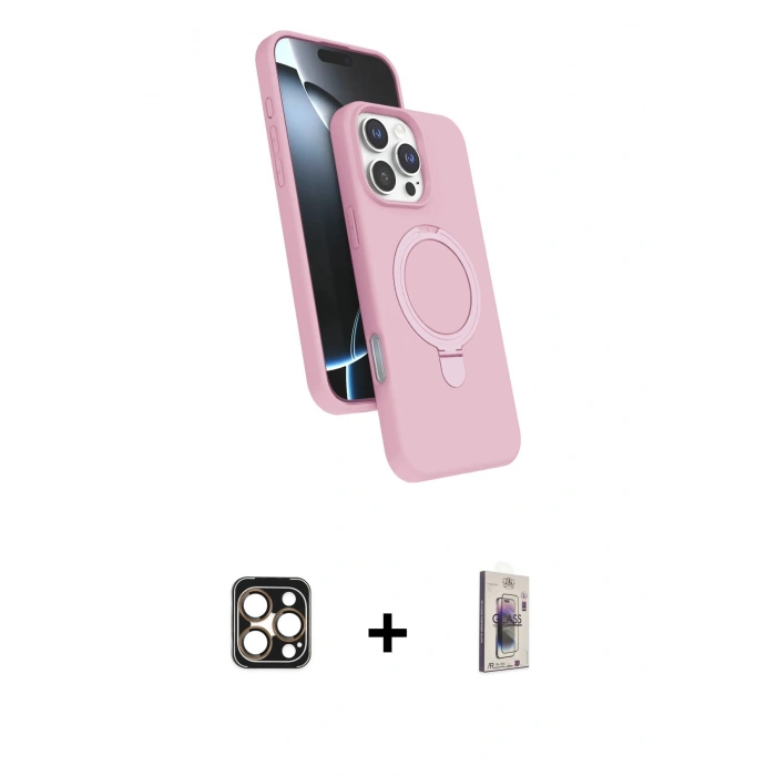 MARSİLYAN™- iPhone 16 Pro Max Kılıf İz Işık Koleksiyonu - Siyah Bilvis 3D Cam Ekran Koruyucu + PVD Metal Kamera Lens - GD