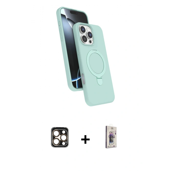 MARSİLYAN™- iPhone 16 Pro Max Kılıf İz Işık Koleksiyonu - Siyah Bilvis 3D Cam Ekran Koruyucu + PVD Metal Kamera Lens - GD