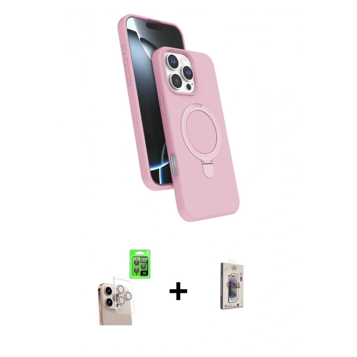 MARSİLYAN™- iPhone 16 Pro Max Kılıf İz Işık Koleksiyonu - Siyah Bilvis 3D Cam Ekran Koruyucu + Raze Metal Kamera Lens - NLGY