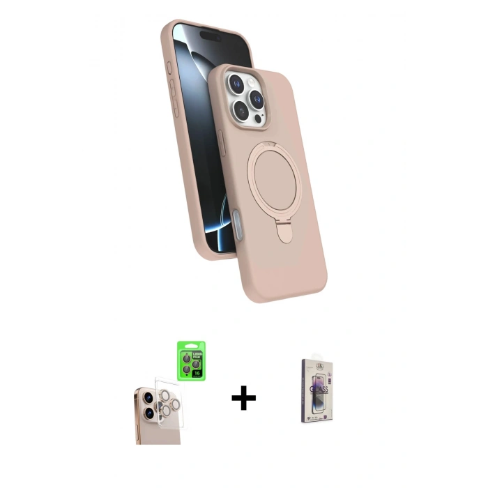 MARSİLYAN™- iPhone 16 Pro Max Kılıf İz Işık Koleksiyonu - Siyah Bilvis 3D Cam Ekran Koruyucu + Raze Metal Kamera Lens - NLGY