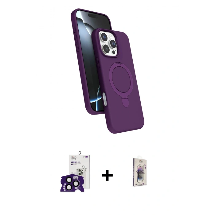MARSİLYAN™- iPhone 16 Pro Max Kılıf İz Işık Koleksiyonu - Siyah Bilvis 3D Cam Ekran Koruyucu + Siyah Bilvis Titan Kamera Lens