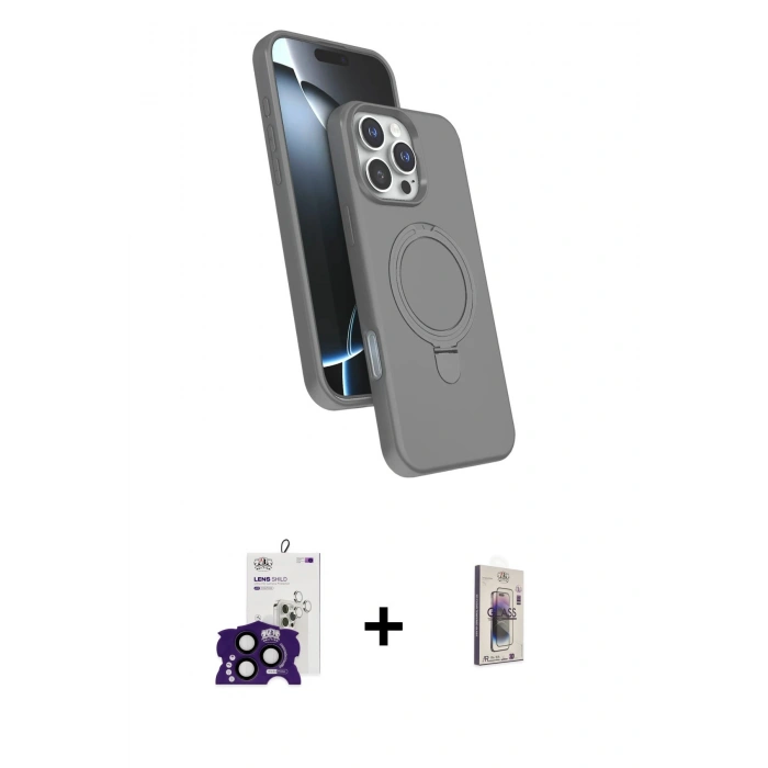 MARSİLYAN™- iPhone 16 Pro Max Kılıf İz Işık Koleksiyonu - Siyah Bilvis 3D Cam Ekran Koruyucu + Siyah Bilvis Titan Kamera Lens