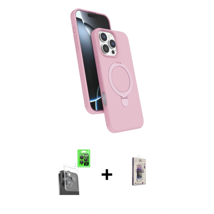 MARSİLYAN™- iPhone 16 Pro Max Kılıf İz Işık Koleksiyonu - Siyah Bilvis 3D Cam Ekran Koruyucu + Raze Metal Kamera Lens - SH