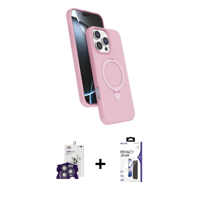 MARSİLYAN™- iPhone 16 Pro Max Kılıf İz Işık Koleksiyonu - Siyah Bilvis 3X AR Hayalet Cam Ekran Koruyucu + Bilvis Titan Kamera Lens - GS
