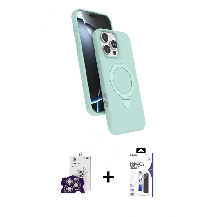 MARSİLYAN™- iPhone 16 Pro Max Kılıf İz Işık Koleksiyonu - Siyah Bilvis 3X AR Hayalet Cam Ekran Koruyucu + Bilvis Titan Kamera Lens - GS
