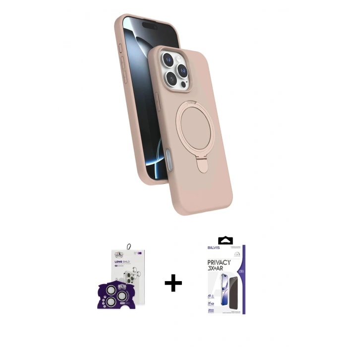 MARSİLYAN™- iPhone 16 Pro Max Kılıf İz Işık Koleksiyonu - Siyah Bilvis 3X AR Hayalet Cam Ekran Koruyucu + Bilvis Titan Kamera Lens - GS
