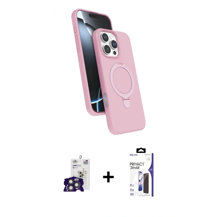 MARSİLYAN™- iPhone 16 Pro Max Kılıf İz Işık Koleksiyonu - Siyah Bilvis 3X AR Hayalet Cam Ekran Koruyucu + Bilvis Titan Kamera Lens - TMGI