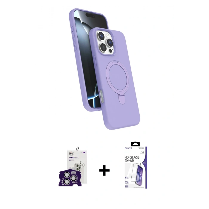 MARSİLYAN™- iPhone 16 Pro Max Kılıf İz Işık Koleksiyonu - Siyah Bilvis 3X AR HD Cam Ekran Koruyucu + Bilvis Titan Kamera Lens - GS