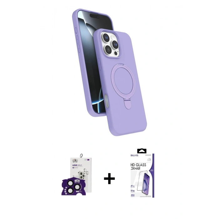 MARSİLYAN™- iPhone 16 Pro Max Kılıf İz Işık Koleksiyonu - Siyah Bilvis 3X AR HD Cam Ekran Koruyucu + Bilvis Titan Kamera Lens - SH