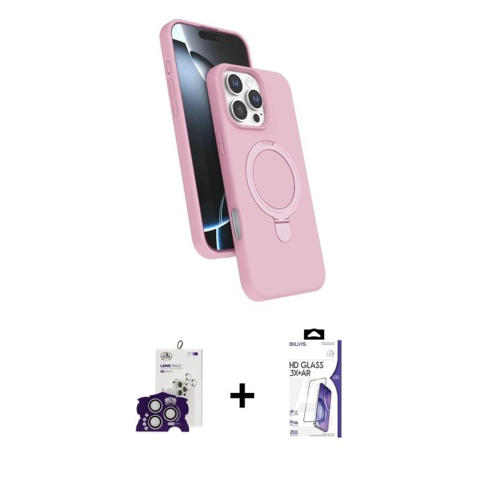 MARSİLYAN™- iPhone 16 Pro Max Kılıf İz Işık Koleksiyonu - Siyah Bilvis 3X AR HD Cam Ekran Koruyucu + Bilvis Titan Kamera Lens - GS