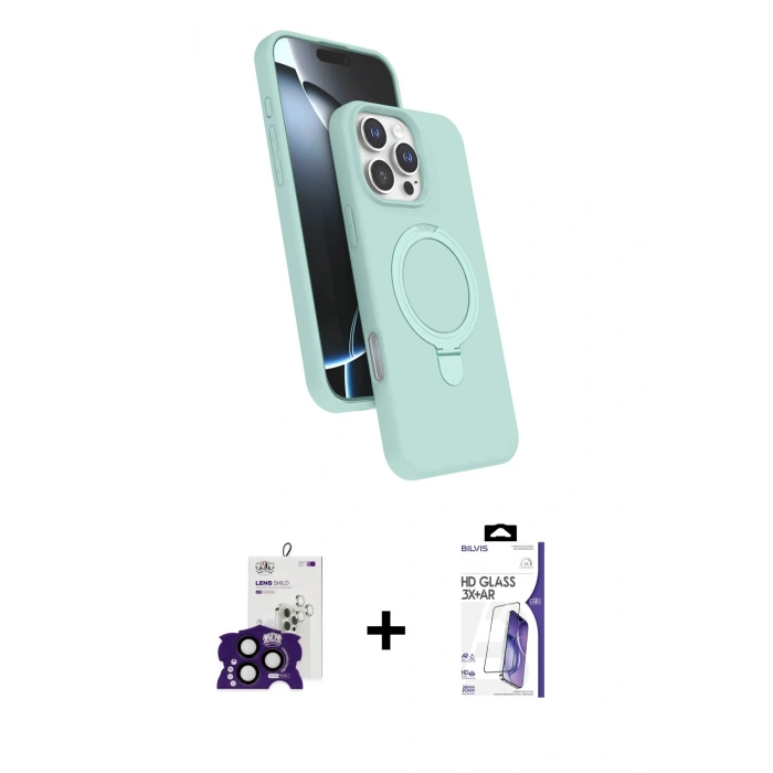 MARSİLYAN™- iPhone 16 Pro Max Kılıf İz Işık Koleksiyonu - Siyah Bilvis 3X AR HD Cam Ekran Koruyucu + Bilvis Titan Kamera Lens - SH