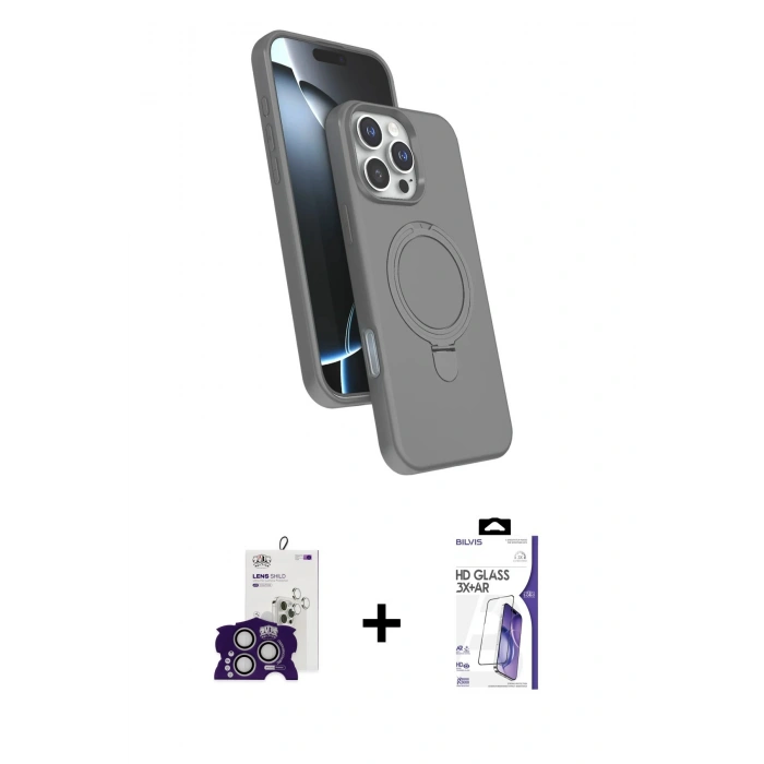 MARSİLYAN™- iPhone 16 Pro Max Kılıf İz Işık Koleksiyonu - Siyah Bilvis 3X AR HD Cam Ekran Koruyucu + Bilvis Titan Kamera Lens - GS