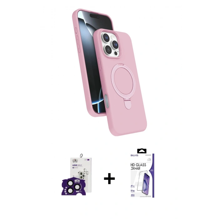 MARSİLYAN™- iPhone 16 Pro Max Kılıf İz Işık Koleksiyonu - Siyah Bilvis 3X AR HD Cam Ekran Koruyucu + Bilvis Titan Kamera Lens - SH
