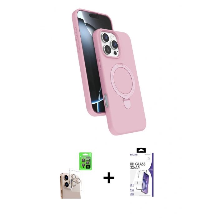 MARSİLYAN™- iPhone 16 Pro Max Kılıf İz Işık Koleksiyonu - Siyah Bilvis 3X AR HD Cam Ekran Koruyucu + Raze Metal Kamera Lens - NLGY