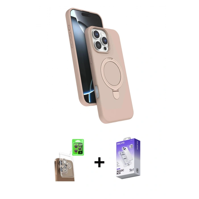 MARSİLYAN™- iPhone 16 Pro Max Kılıf İz Işık Koleksiyonu - Siyah Bilvis 5in1 3D Magic Cam Ekran Koruyucu + Raze Metal Kamera Lens - CLTM