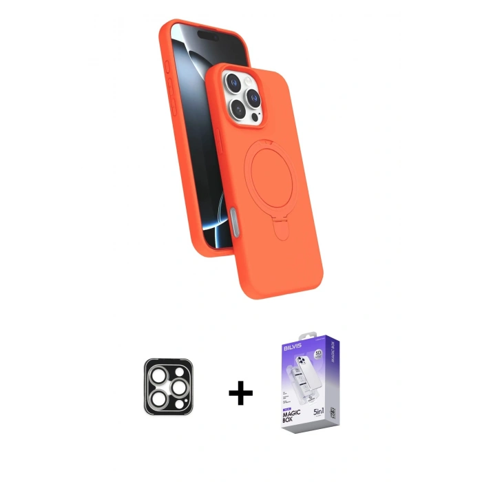 MARSİLYAN™- iPhone 16 Pro Max Kılıf İz Işık Koleksiyonu - Siyah Bilvis 5in1 3D Magic Cam Ekran Koruyucu + PVD Metal Kamera Lens - GS