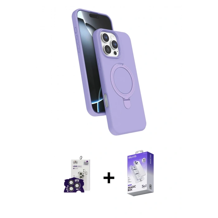 MARSİLYAN™- iPhone 16 Pro Max Kılıf İz Işık Koleksiyonu - Siyah Bilvis 5in1 3D Magic Cam Ekran Koruyucu + Bilvis Titan Kamera Lens - TMGI