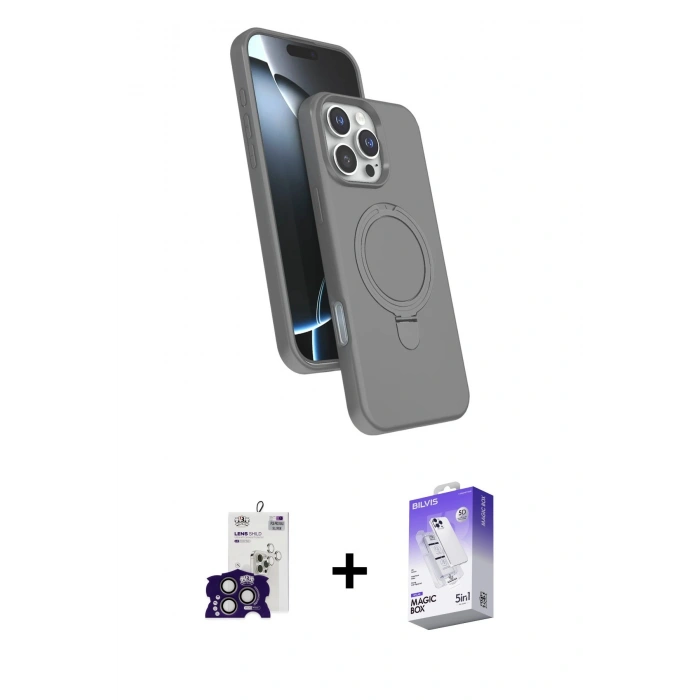 MARSİLYAN™- iPhone 16 Pro Max Kılıf İz Işık Koleksiyonu - Siyah Bilvis 5in1 3D Magic Cam Ekran Koruyucu + Bilvis Titan Kamera Lens - TMGI