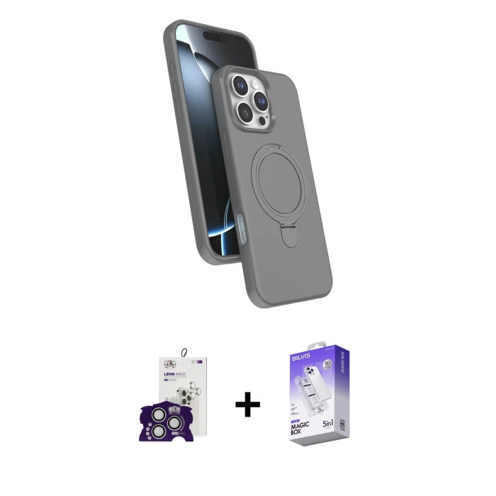 MARSİLYAN™- iPhone 16 Pro Max Kılıf İz Işık Koleksiyonu - Siyah Bilvis 5in1 3D Magic Cam Ekran Koruyucu + Bilvis Titan Kamera Lens - GS