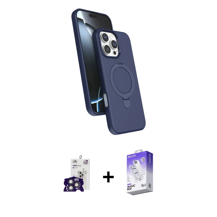 MARSİLYAN™- iPhone 16 Pro Max Kılıf İz Işık Koleksiyonu - Siyah Bilvis 5in1 3D Magic Cam Ekran Koruyucu + Bilvis Titan Kamera Lens - TMGI