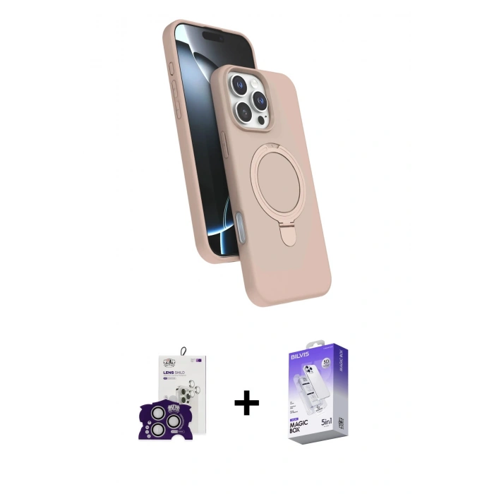 MARSİLYAN™- iPhone 16 Pro Max Kılıf İz Işık Koleksiyonu - Siyah Bilvis 5in1 3D Magic Cam Ekran Koruyucu + Bilvis Titan Kamera Lens - GS
