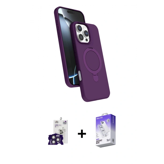 MARSİLYAN™- iPhone 16 Pro Max Kılıf İz Işık Koleksiyonu - Siyah Bilvis 5in1 3D Magic Cam Ekran Koruyucu + Bilvis Titan Kamera Lens - TMGI