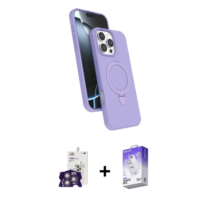MARSİLYAN™- iPhone 16 Pro Max Kılıf İz Işık Koleksiyonu - Siyah Bilvis 5in1 3D Magic Cam Ekran Koruyucu + Bilvis Titan Kamera Lens - GS