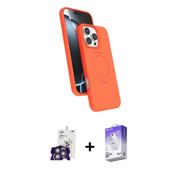 MARSİLYAN™- iPhone 16 Pro Max Kılıf İz Işık Koleksiyonu - Siyah Bilvis 5in1 3D Magic Cam Ekran Koruyucu + Bilvis Titan Kamera Lens - GS