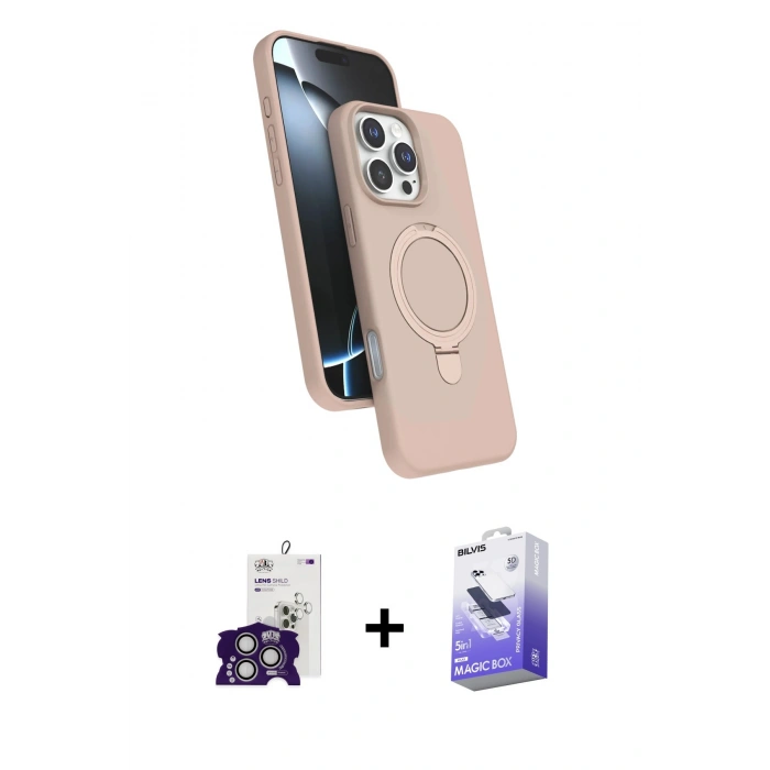 MARSİLYAN™- iPhone 16 Pro Max Kılıf İz Işık Koleksiyonu - Siyah Bilvis 5in1 5D Magic Hayalet Cam Ekran Koruyucu + Bilvis Titan Kamera Lens - GS