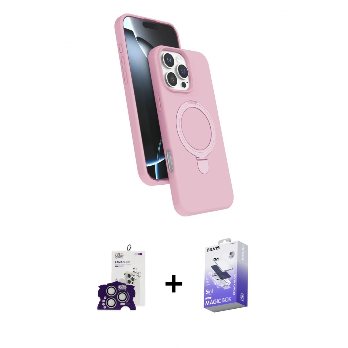 MARSİLYAN™- iPhone 16 Pro Max Kılıf İz Işık Koleksiyonu - Siyah Bilvis 5in1 5D Magic Hayalet Cam Ekran Koruyucu + Bilvis Titan Kamera Lens - GS