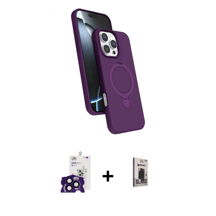MARSİLYAN™- iPhone 16 Pro Max Kılıf İz Işık Koleksiyonu - Siyah Bilvis Hayalet Cam Ekran Koruyucu + Bilvis Titan Kamera Lens - SH