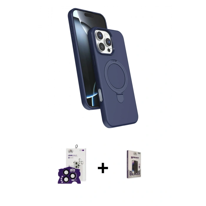 MARSİLYAN™- iPhone 16 Pro Max Kılıf İz Işık Koleksiyonu - Siyah Bilvis Hayalet Cam Ekran Koruyucu + Bilvis Titan Kamera Lens - SH
