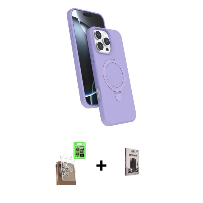MARSİLYAN™- iPhone 16 Pro Max Kılıf İz Işık Koleksiyonu - Siyah Bilvis Hayalet Cam Ekran Koruyucu + Raze Metal Kamera Lens - CLTM