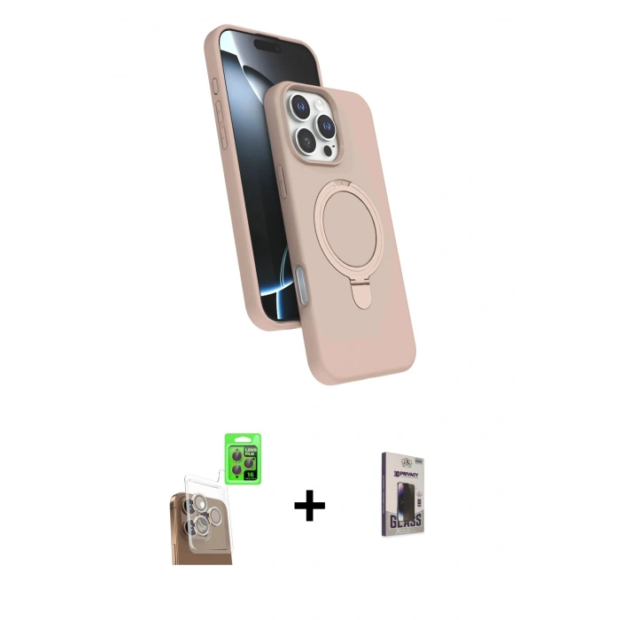 MARSİLYAN™- iPhone 16 Pro Max Kılıf İz Işık Koleksiyonu - Siyah Bilvis Hayalet Cam Ekran Koruyucu + Raze Metal Kamera Lens - CLTM