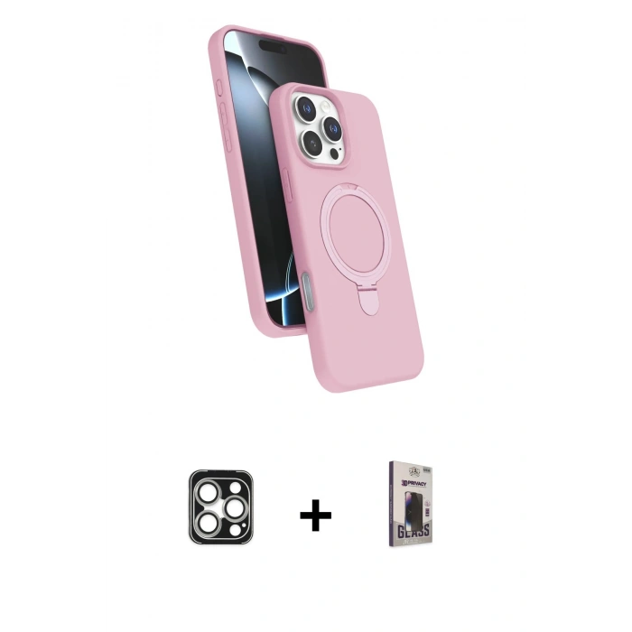 MARSİLYAN™- iPhone 16 Pro Max Kılıf İz Işık Koleksiyonu - Siyah Bilvis Hayalet Cam Ekran Koruyucu + PVD Metal Kamera Lens - GS