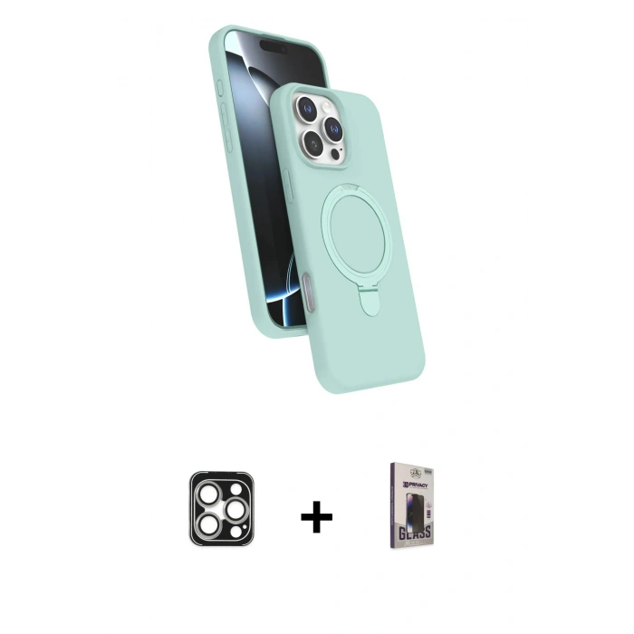 MARSİLYAN™- iPhone 16 Pro Max Kılıf İz Işık Koleksiyonu - Siyah Bilvis Hayalet Cam Ekran Koruyucu + PVD Metal Kamera Lens - GS
